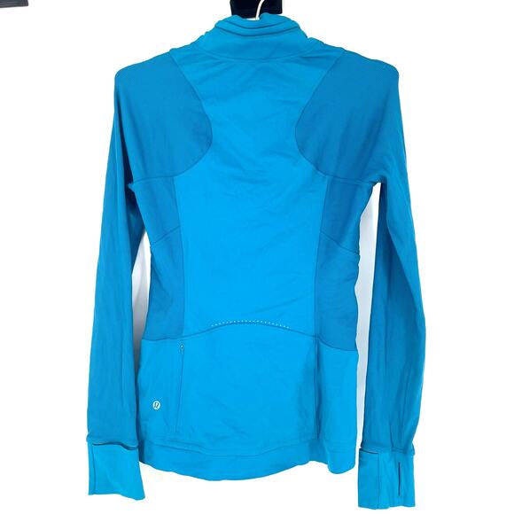 Lululemon Far and Free Full Zip Jacket Hooded Hawaiian Blue Teal Women's Size 6 - Picture 4 of 15